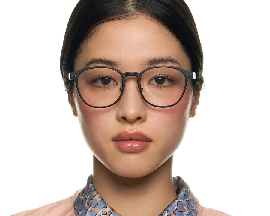 women Orman wide Eyeglasses round black plant-based plastic