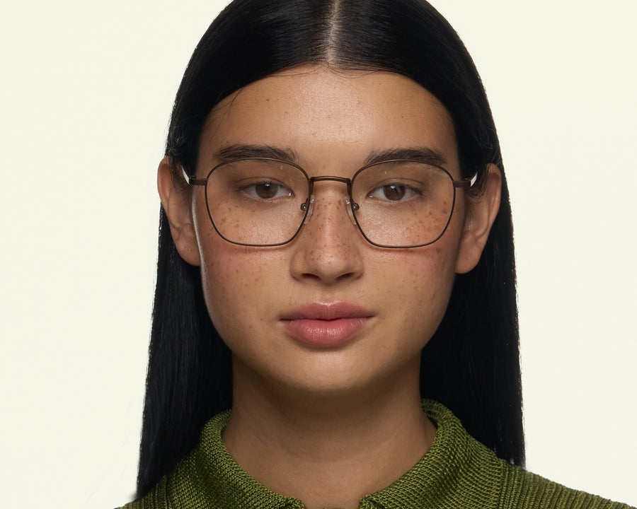 women Akira Eyeglasses square brown metal
