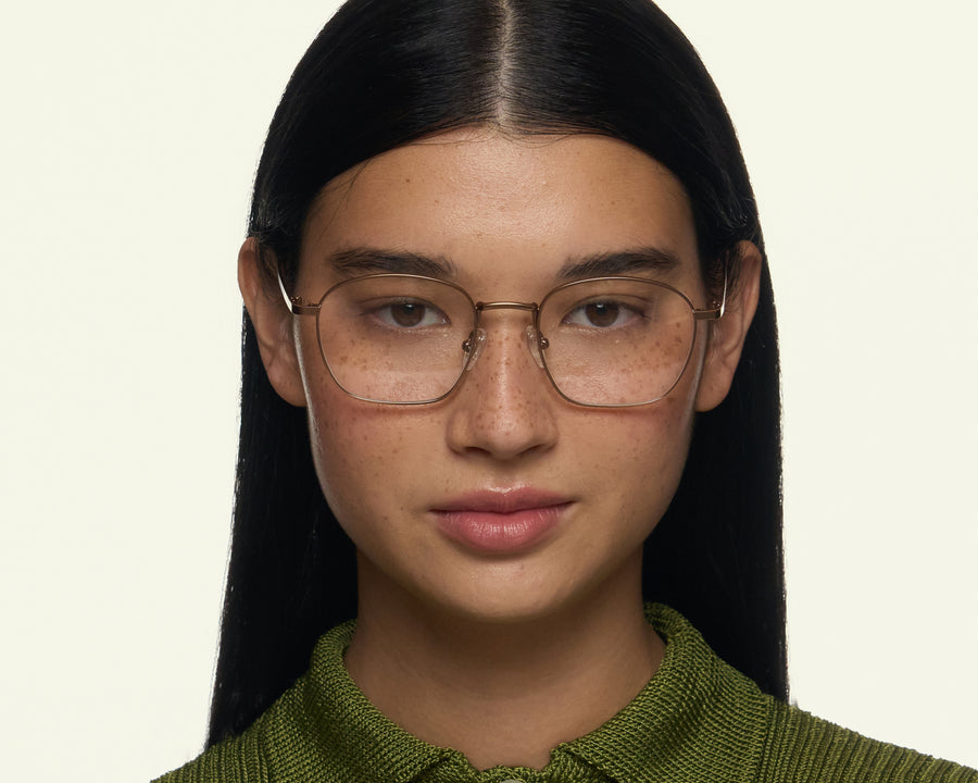 women Akira Eyeglasses square brown metal