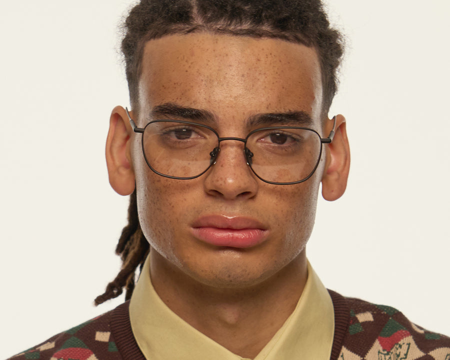 men Alfie Eyeglasses square black titanium