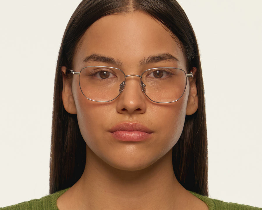 women Alfie Eyeglasses square silver titanium