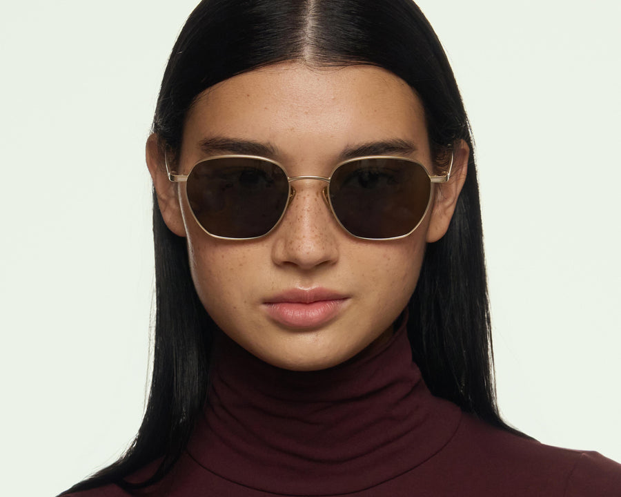 women Cameron Sunglasses square Gold metal