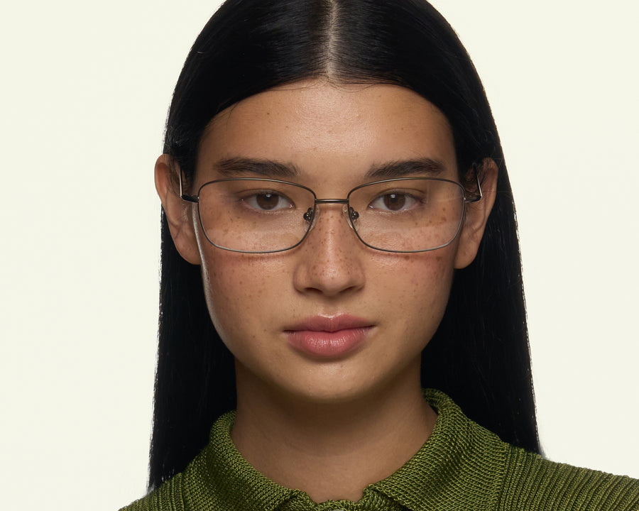 women Casper Wide Eyeglasses rectangle black metal