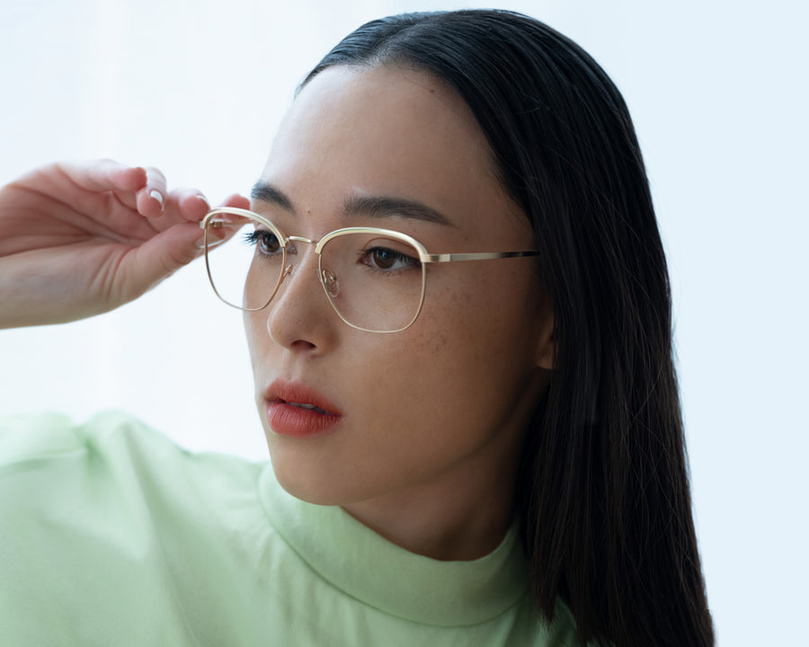 women Clyde Wide Eyeglasses browline gold metal