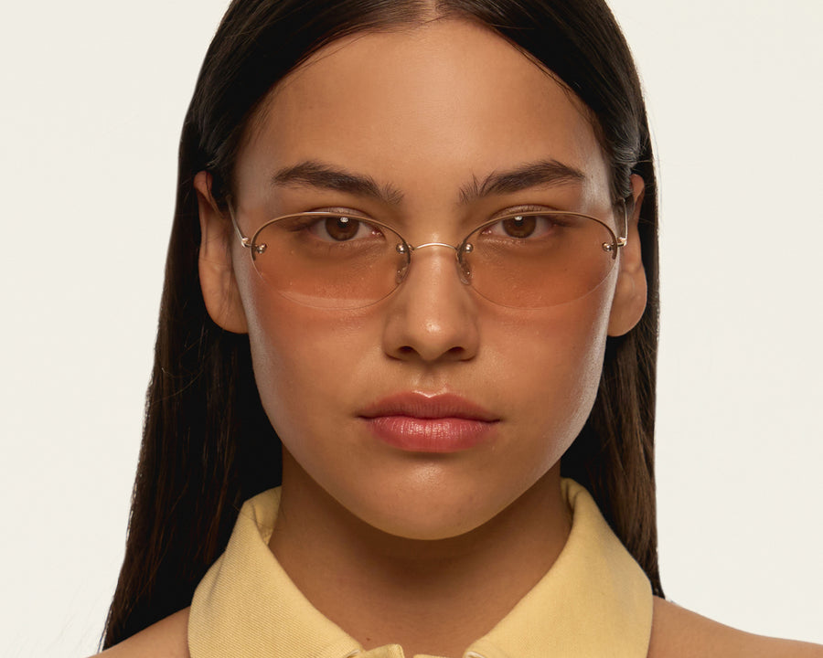 women Coco Sunglasses oval gold metal