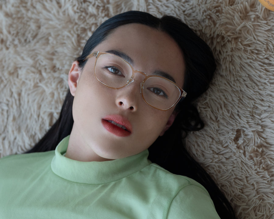 women Columbus Wide Eyeglasses square brown castor seed