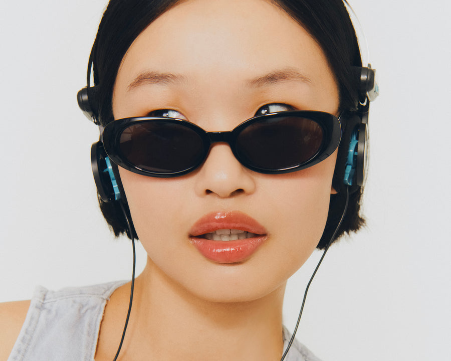 women Devon Sunglasses round black recycled polyester