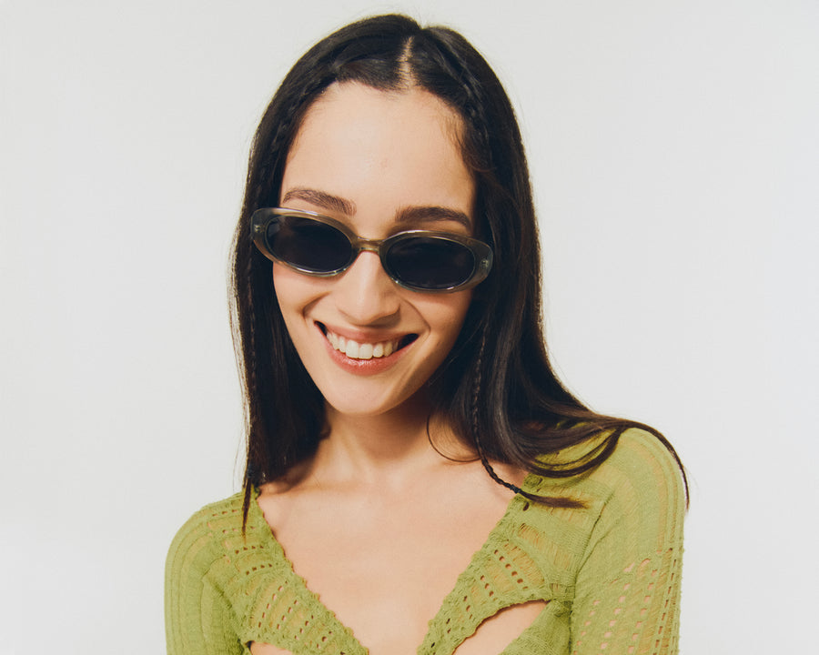 women Devon Sunglasses round green recycled polyester