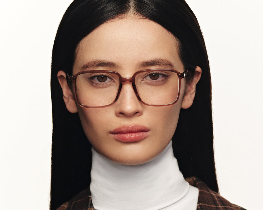 women Dex Eyeglasses square brown acetate