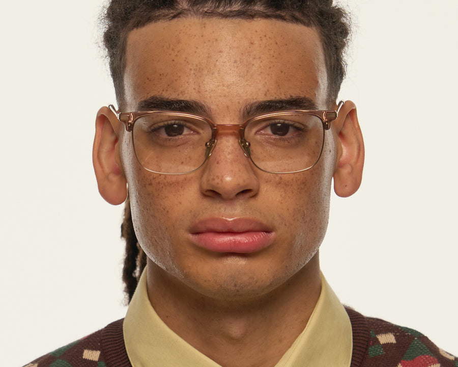 men Drew Eyeglasses Square Brown plant-based plastic