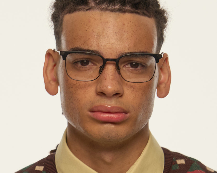 men Drew Eyeglasses Square Black plant-based plastic