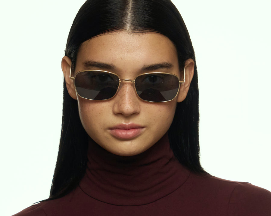 women Emman Sunglasses rectangle Gold metal