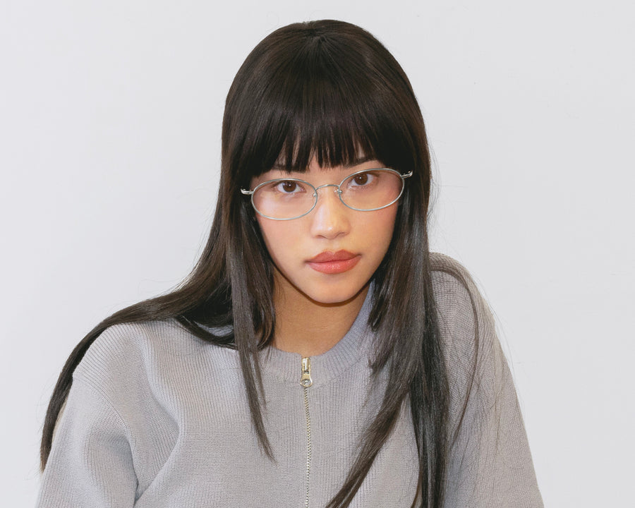 women Enid Eyeglasses pilot gray metal