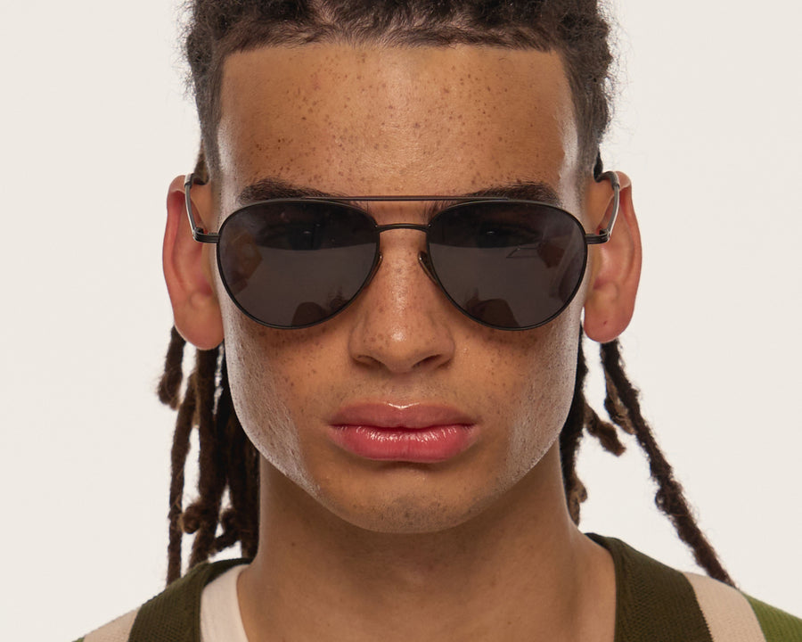 men Evan Sunglasses pilot black metal