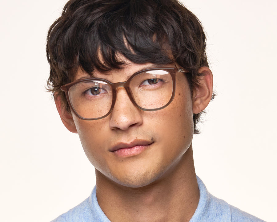 men Gatsby Eyeglasses square Brown recycled polyester
