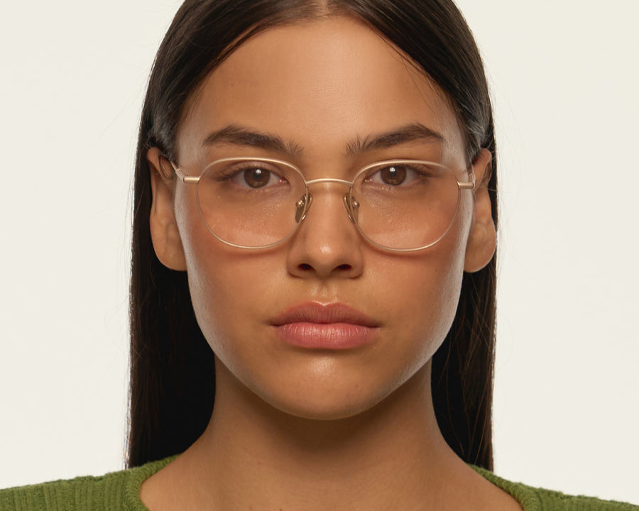 women Georgie Eyeglasses round gold  titanium