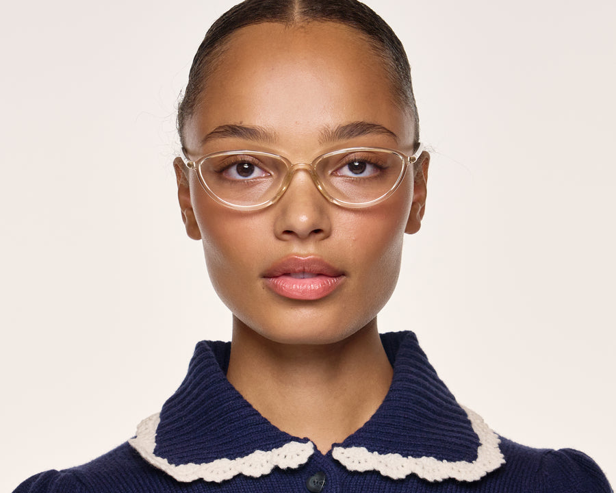 men Greta Eyeglasses cateye Yellow castor seed