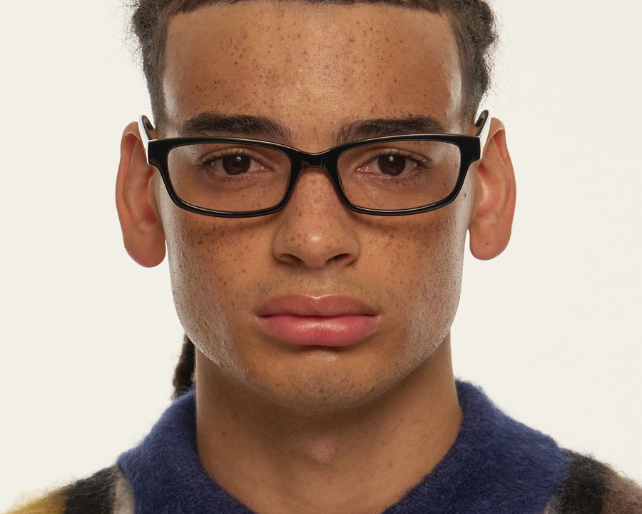 men Han Eyeglasses square black recycled polyester