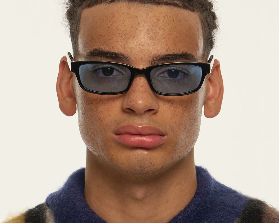 men Han Eyeglasses square black recycled polyester