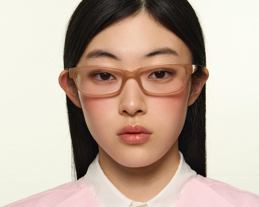 men Han Eyeglasses rectangle Pink recycled polyester