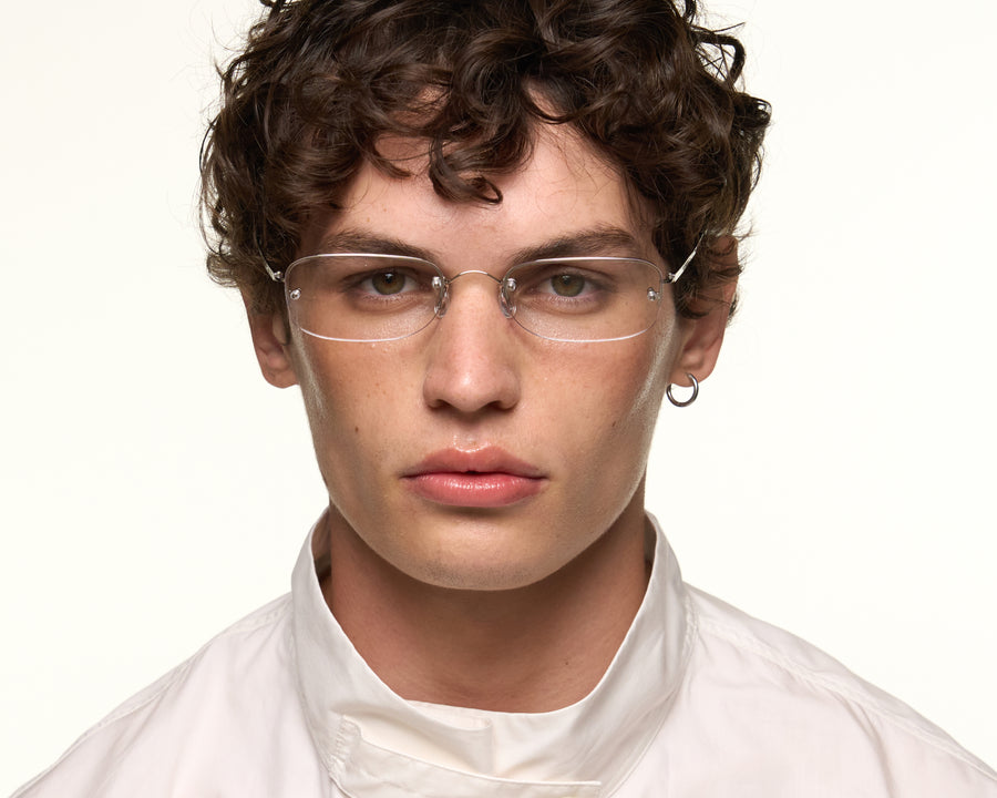 men Hank Eyeglasses rectangle Gray stainless steel
