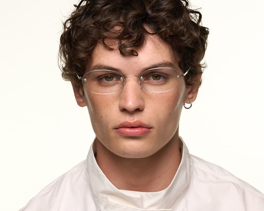 men Harris Eyeglasses oval Gray stainless steel