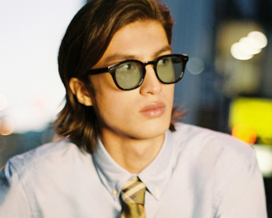 men Hugh Sunglasses round Black recycled polyester