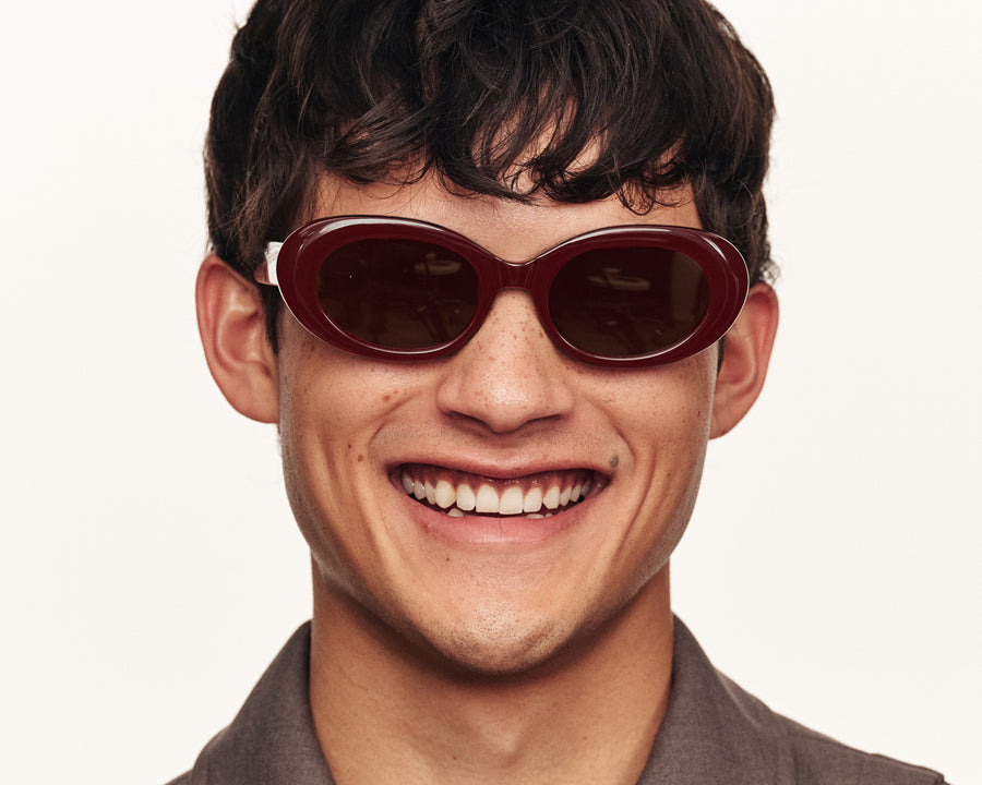 men Iris Sunglasses round red recycled polyester