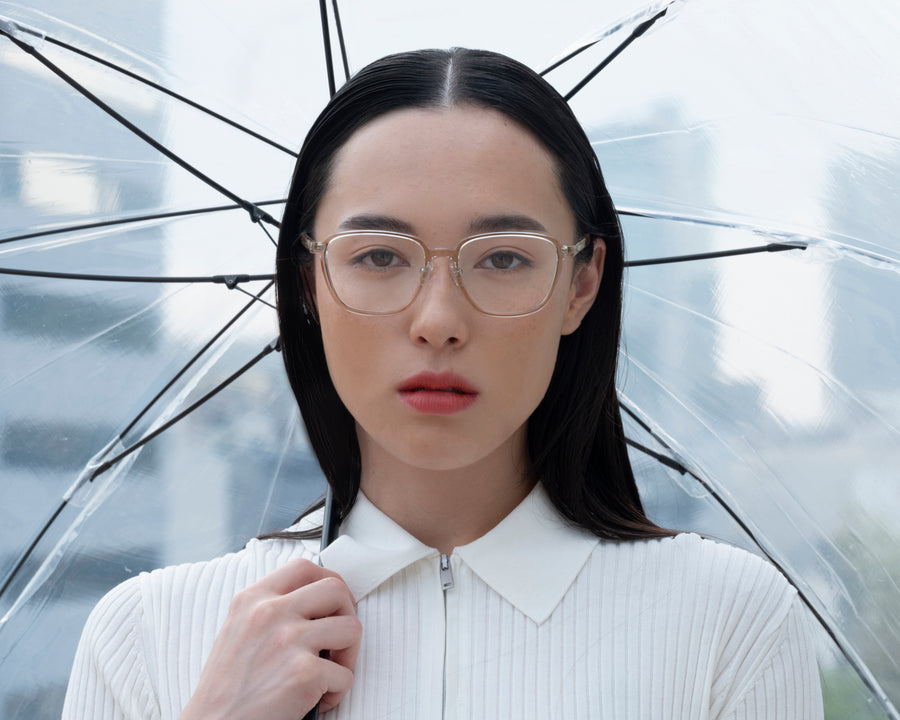 women Jensen Eyeglasses square brown plant-based plastic