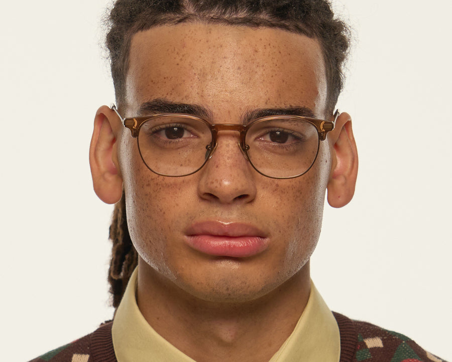 men Jules Eyeglasses Round Brown plant-based plastic