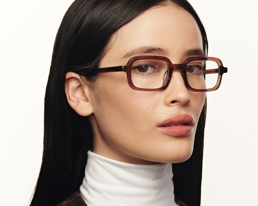 women Keiko Eyeglasses square brown acetate