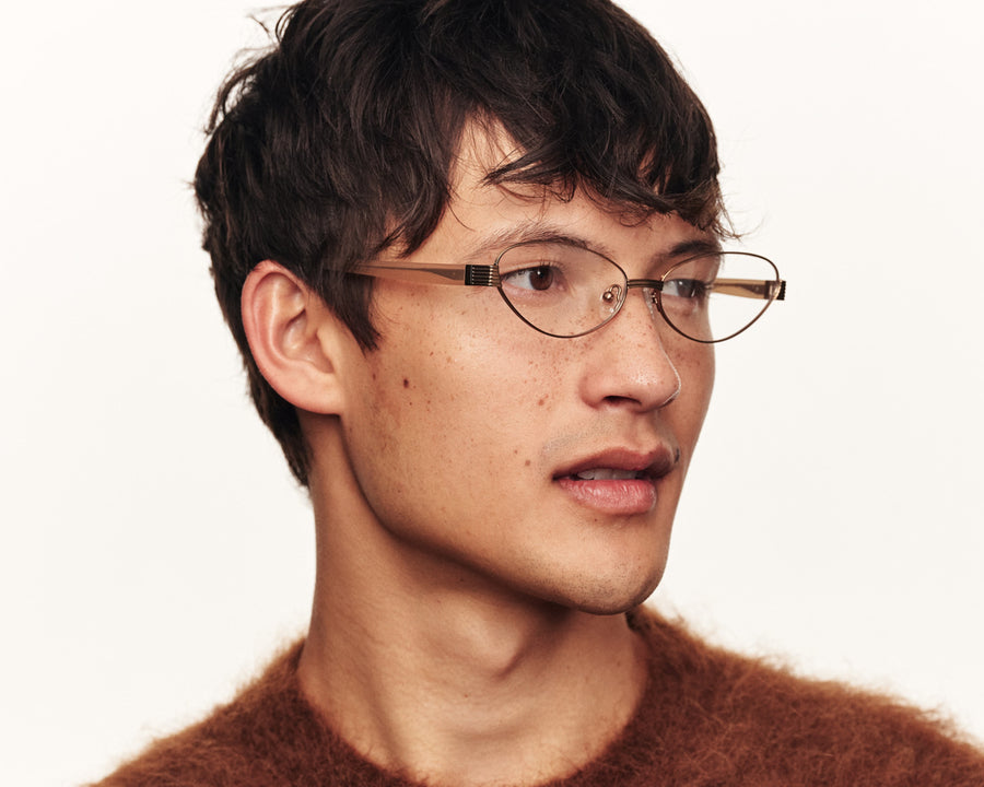 men Kitty Eyeglasses cateye brown metal