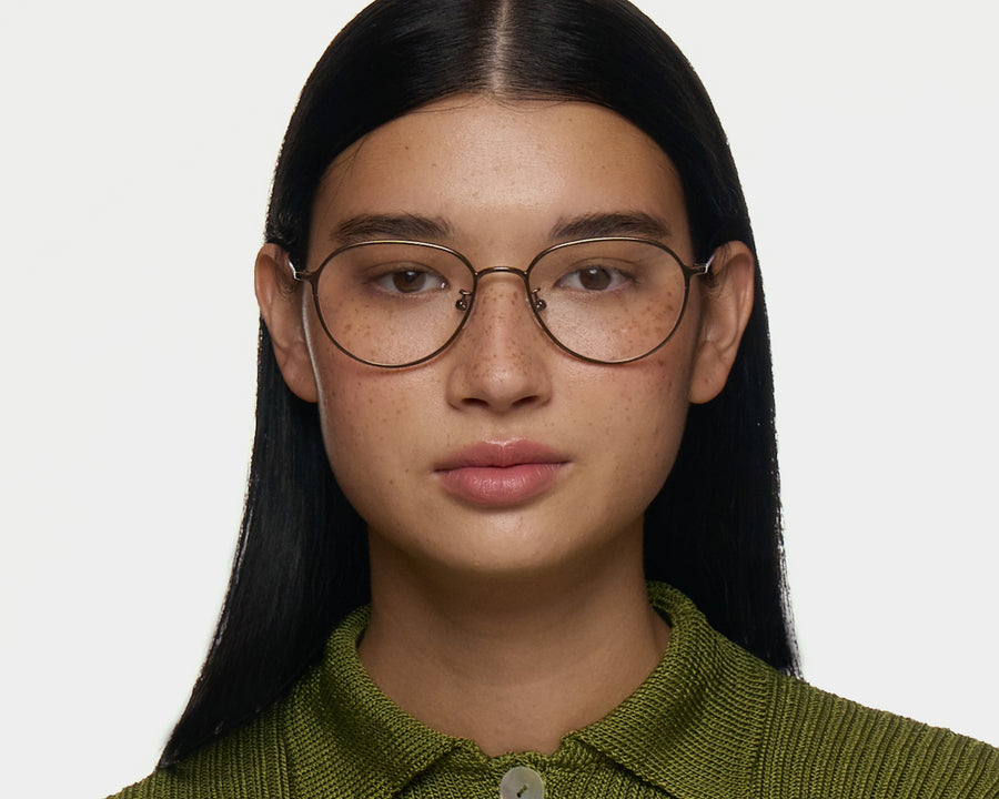 men Koa Eyeglasses round Brown metal