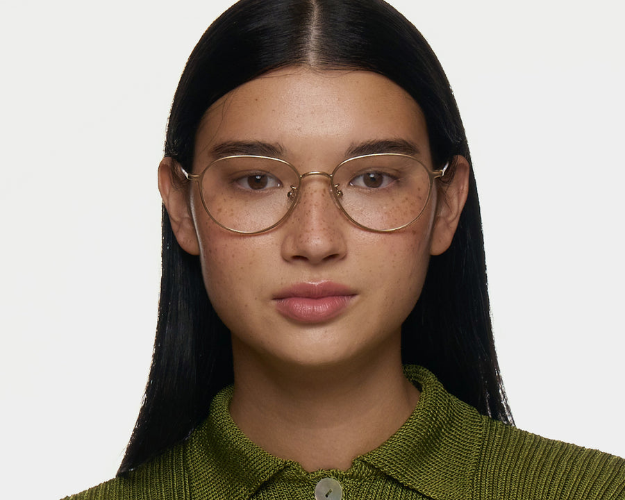 men Koa Eyeglasses round Brown metal