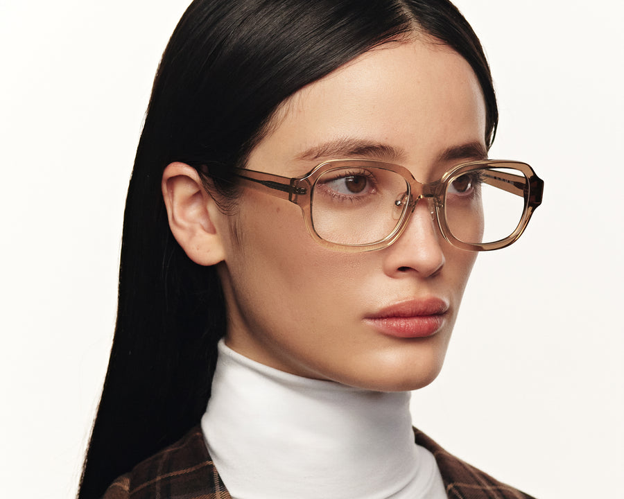 women Lark Eyeglasses rectangle brown acetate