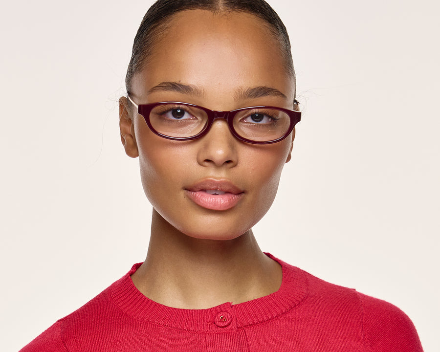 men Lee Eyeglasses oval Red castor seed