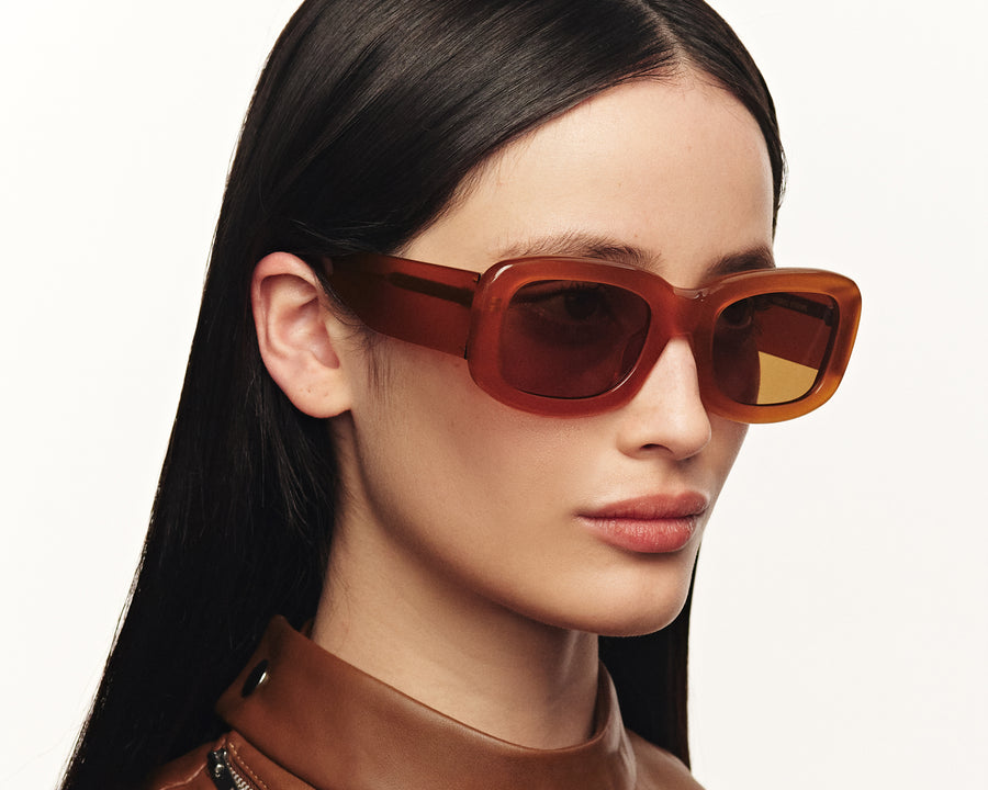 women Liv Sunglasses rectangle yellow acetate