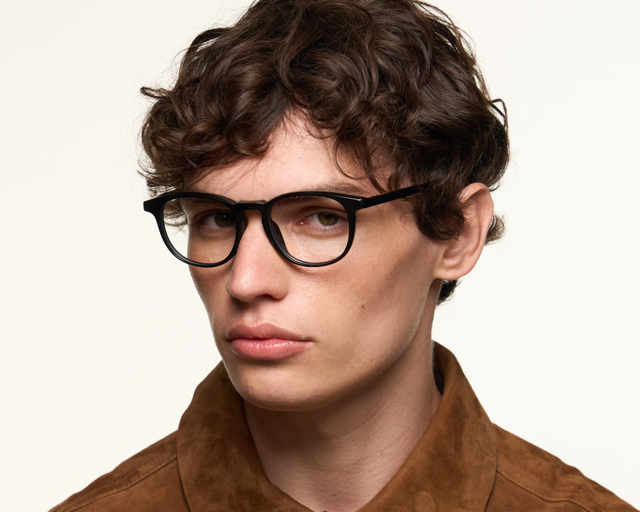 men Miller Eyeglasses round Black acetate