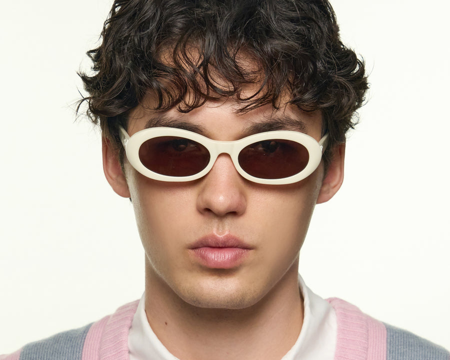 men Mina Sunglasses oval White recycled polyester