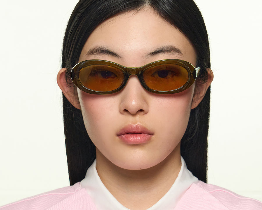 men Mina Sunglasses oval Green acetate