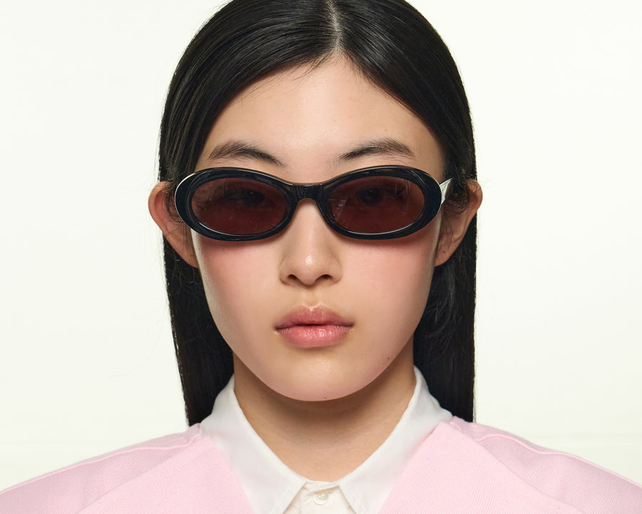 men Mina Sunglasses oval Black recycled polyester