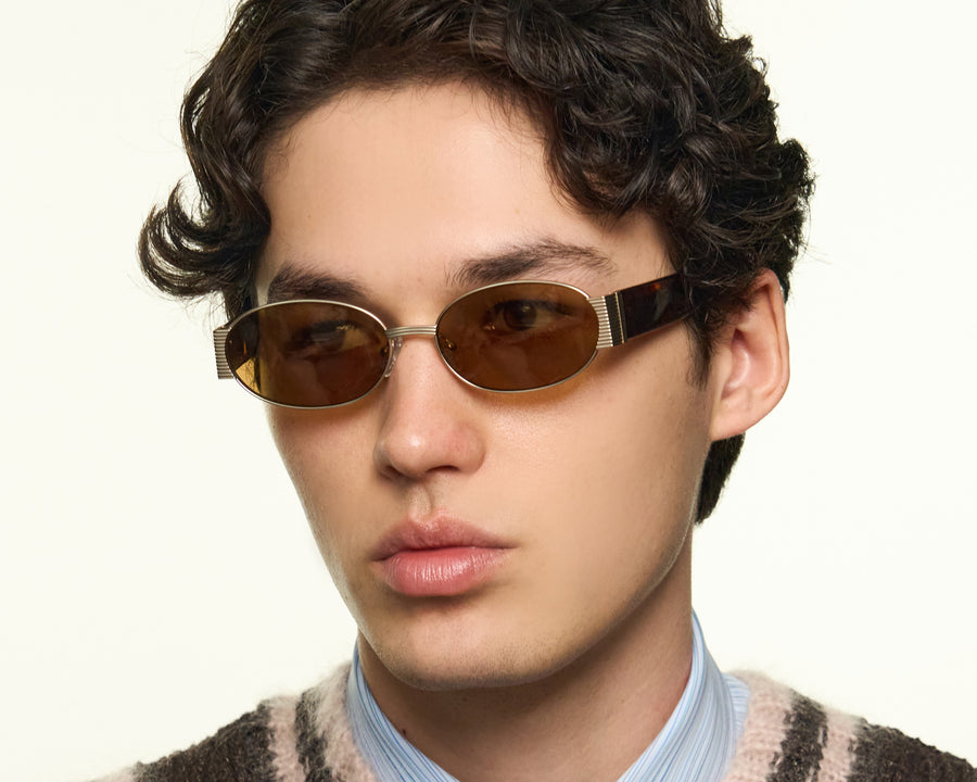 men Moya Sunglasses oval Gold metal