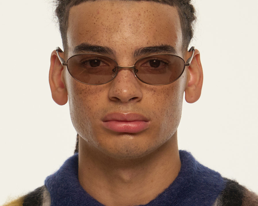 men Nia Eyeglasses Oval Brown metal