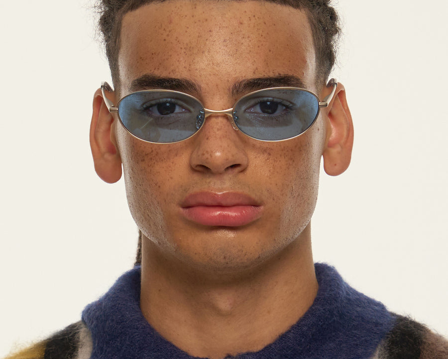 men Nia Eyeglasses Oval Silver metal
