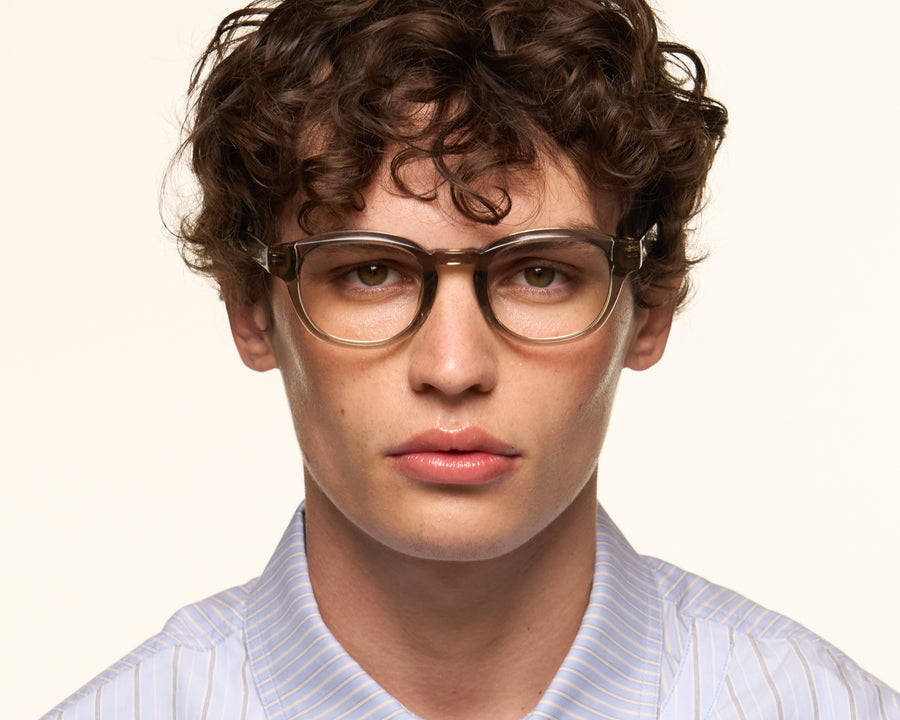 men Nobi Eyeglasses round Gray acetate