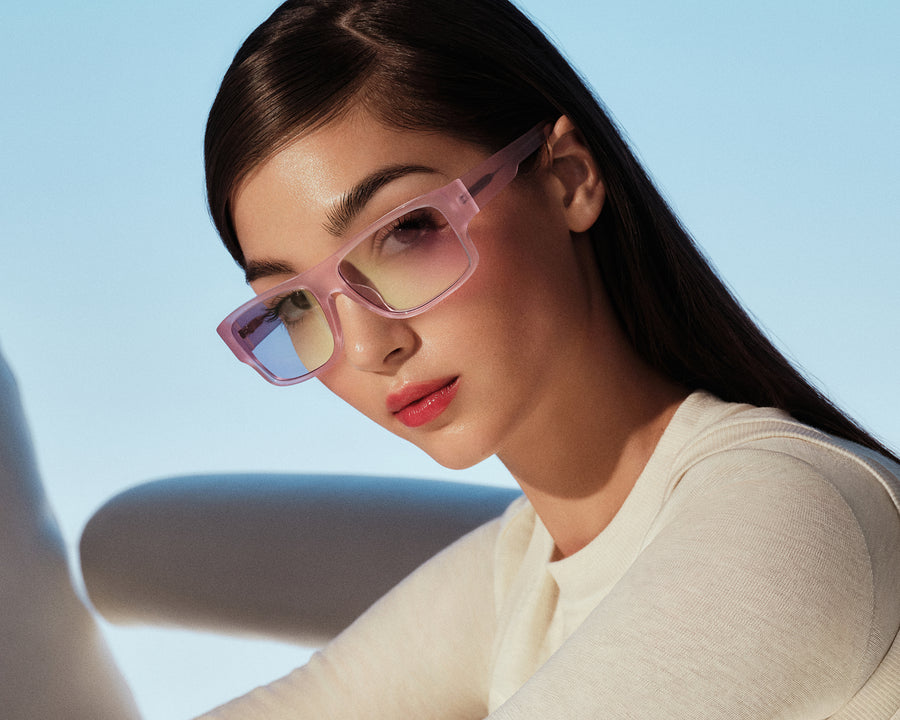 women Nolan Sunglasses square pink acetate