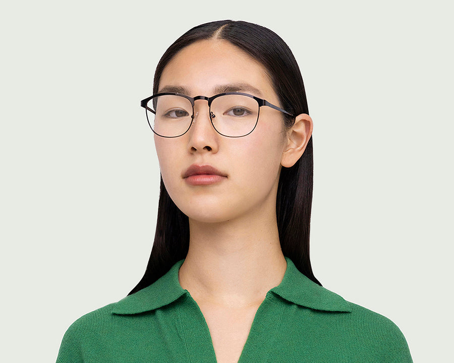 women Ollie Eyeglasses browline gray metal