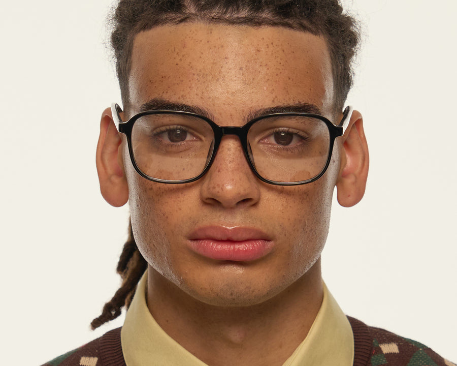 men Paige Eyeglasses Square Black plant-based plastic