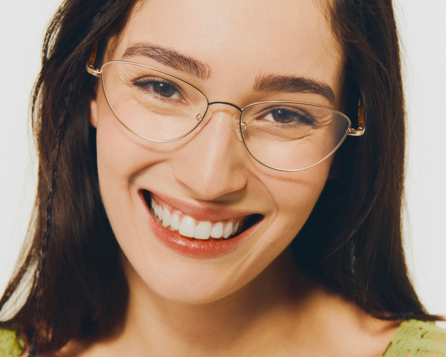 women Phoebe Eyeglasses cateye gold metal