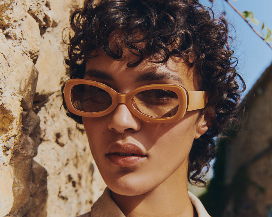 women Reese Sunglasses rectangle orange acetate